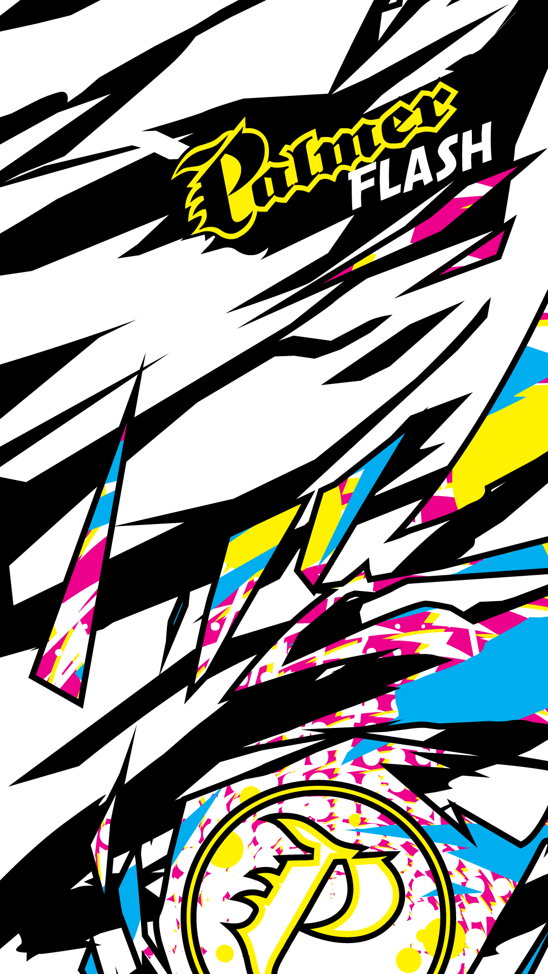Palmer Flash alternate snowboard top and base artwork with lightning graphics